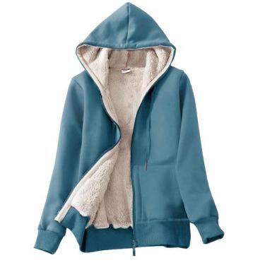 Imagem de Moletom com capuz e casaco feminino Yeokou DustyBlue XS