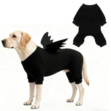 Imagem de Mihachi Pijama de Halloween para cães pequenos a grandes, meninos e meninas, casaco macio para animais de estimação, suéter quente de inverno, macacão de cachorro com asas de morcego, macacão elástico