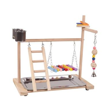 Imagem de IEUDNS Suporte para, brinquedo para playground de pássaros, alimentador de aço inoxidável, poleiro de madeira, academia, cercadinho, academia para