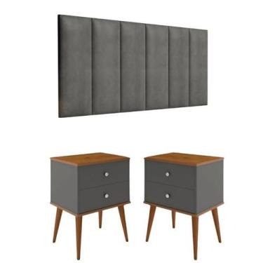 Imagem de Conjunto Cabeceira Cama Casal 1,40 Com Mesa de Cabeceira Quarto berlim