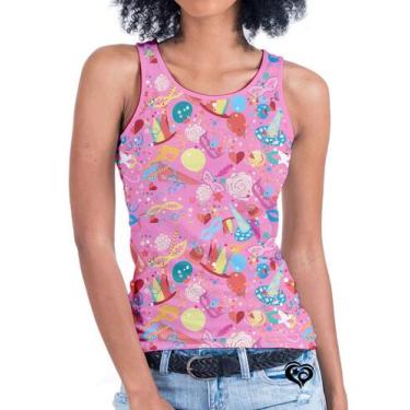 Imagem de Camiseta regata Carnaval FEMININA Samba Abada Adulto Rosa - Alemark, M