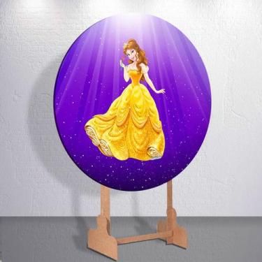 Imagem de Decoração infantil festa com painel redondo capa Fera princesa Bela ta