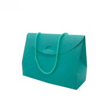 Imagem de 30 unid Sacola Papel Pequena Lembrancinha para AniversáRio, Chá de Bebê, Casamento e Festa 16x12x6cm(Verde Tiffany)