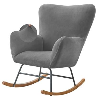 Imagem de Levoberg Capa de cadeira de balanço de veludo para berçário, capa de cadeira de balanço elástica, capa de cadeira reclinável para berçário, sala de estar, quarto, escritório, cinza escuro