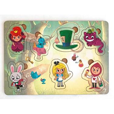 Imagem de Brinquedo Educativo Jogo Quebra Cabeça Infantil Em Madeira Alice Pais das Maravilhas - Mega Impress
