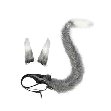 Imagem de Colaxi Faixa de cabeça com orelhas de gato, cosplay, gatos, fantasias, conjunto para shows, baile de máscaras de Halloween, Branco Cinza