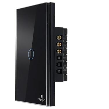 Imagem de Interruptor Inteligente Touch 1 Botão 4x2 Alexa Google Wifi Smartlife Tuya Panda Plus Controle de Voz Bivolt Automação (Preto)