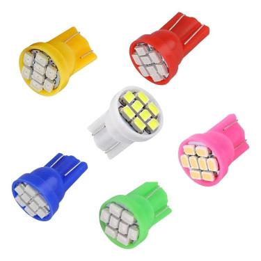 Imagem de Kit 20 Lampada T10 8 Led Pingo Luz W5W 1 Misturar Cores