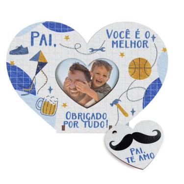 Imagem de Kit 30 Lembrancinhas Dia Dos Pais Mini Porta Retrato e Chaveiro Coraçã