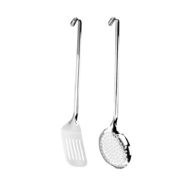 Imagem de Genérico, Espatula e Escumadeira Grande Cabo Longo Aço Inox Buffet