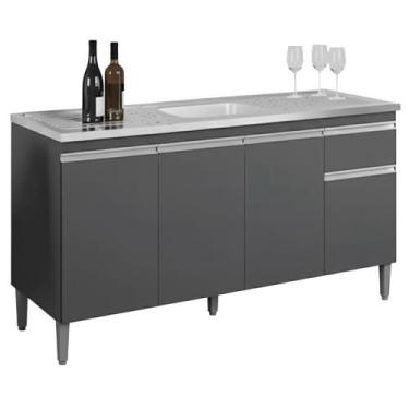 Imagem de Balcao Para Pia Sem Tampo 145 cm Tatiane REAJL Moveis, Cinza