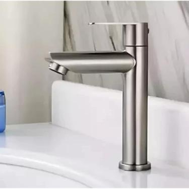 Imagem de Torneira De Água Aço Inox Escovada Retro Para Lavatório Pia De Mesa Linha Prime Cozinha Banheiro