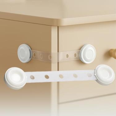 Imagem de 2 fechaduras de segurança de gaveta multiuso – Trava ajustável com várias engrenagens para armário armário geladeira fácil instalação sem perfuração sem resíduos (transparente)