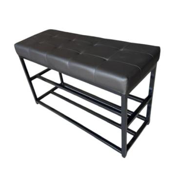 Imagem de Sapateira Fechada Para Hall De Entrada 80cm | Banco Sapateira Em Madeira Com Estilo Industrial | ArmáRio Organizador De CalçAdos (Estrutura Preta/Assento Preto)