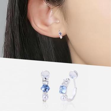 Imagem de Brincos de pressão requintados para mulheres, zircão cúbico, não perfurados, hipoalergênicos