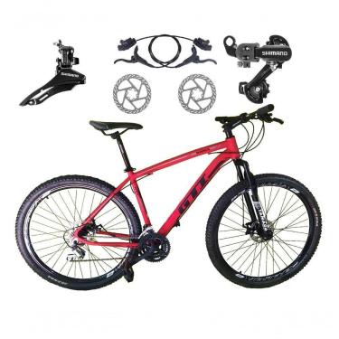 Imagem de Bicicleta Aro 29 Gti Roma 21v Câmbios Shimano Freio Disco Hidráulico Alumínio Garfo Suspensão - Vermelho Tam.17