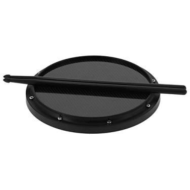 Imagem de XUXHOU Almofada de Tambor Mudo Com Cabeça de Fibra de Carbono e Tapete Antiderrapante de Absorção de Choque, Ideal para Treinamento de Percussão, 12 Polegadas (Preto)