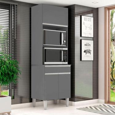 Imagem de Armário Paneleiro Torre Quente 2 Fornos Ambiente Andréia Cinza Fosco - Ajl