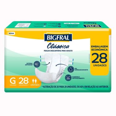 Imagem de Fralda Bigfral Clássica Embalagem Ecônomica Tamanho G Com 28 Unidades