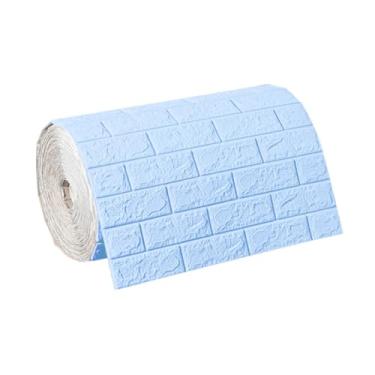 Imagem de Generic Painéis de parede 3D removíveis e adesivos, backsplash moderno, papel de parede de tijolo falso, adesivo de espuma XPE para salas de jogos, cozinhas, Azul