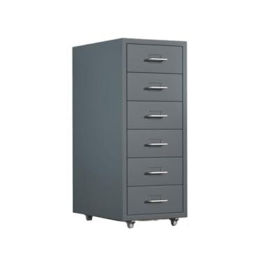 Imagem de Armário de Arquivos Cômoda de aço laminado a frio espessado 6 camadas armários armazenamento grande capacidade Armários arquivo escritório Armário organização dados multifuncional(Gray)
