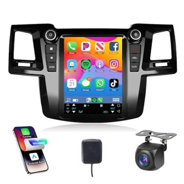 Imagem de Rádio Android 6G + 128G para Toyota Fortuner Hilux 2005-2014, Rimoody Car Stereo CarPlay Android Auto 24.6 cm, tela sensível ao toque, GPS, WiFi, espelho, Bluetooth, FM/RDS EQ USB + câmera de reserva
