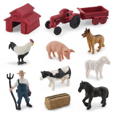Imagem de Mini trator de celeiro Farm Toys MEMOVAN com reboque +10 animais