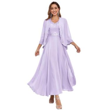 Imagem de Vestidos para a mãe da noiva CDSSL Plus Size Chiffon Lilac