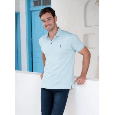 Imagem de Camisa Polo Aleatory Lisa Algodão Pima Azul Claro, Azul claro, M