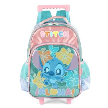 Imagem de Mochila Stitch Rodinhas Infantil Meninas Disney Kids Escolar, Turquesa