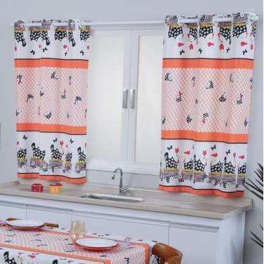Imagem de Cortina de Cozinha Estampada Galinhas - 125X250CM - FASTLAR