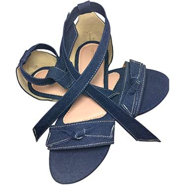 Imagem de Sandália Rasteira Mermaids Queen De Amarrar Na Perna, Jeans (34)