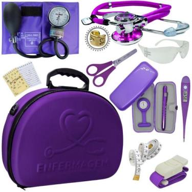 Imagem de Kit Enfermagem Maleta Completa Estagio Super Luxo - Love Saude, ROXO P