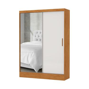 Imagem de Guarda Roupa Solteiro Santiago Plus 2 Portas 2 Gavetas Com Espelho Carioca Moveis Cinamomo-off White