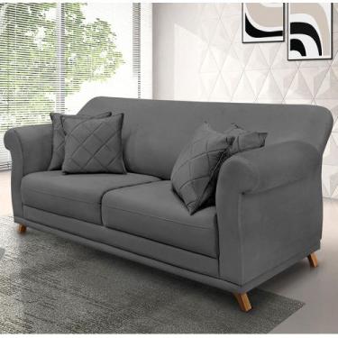 Imagem de Sofá 2 Lugares Pé de Madeira Julieta 160 cm Suede S04 - D'Rossi - DRos