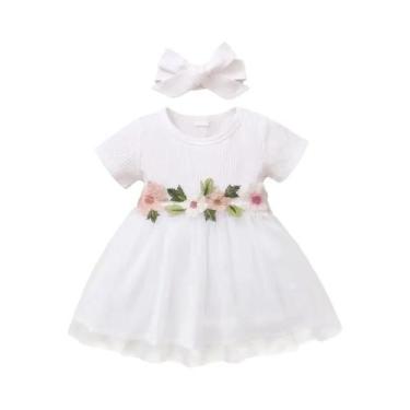 Imagem de Vestido de Princesa para Meninas (1-3 anos) - Bordado Floral, Manga Cu