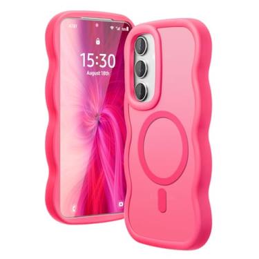Imagem de Amzfield Capa para Samsung Galaxy S25 Plus, para S24 Plus, compatível com Magsafe, ondulado, design fofo, magnético, translúcido, fosco, rígido, capa protetora de silicone para mulheres e meninas
