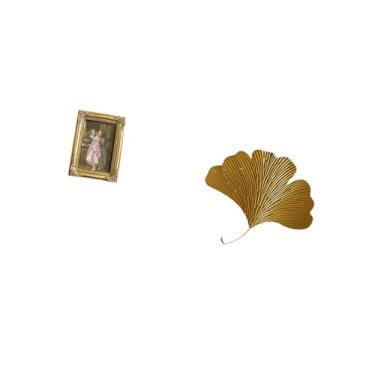 Imagem de Fenteer Moldura Elegante de Resina E Ferro Forjado com Folhas de Ginkgo, Porta-cartões para Fotos com Frente de Vidro para Decoração de Arte Abstrata Montada