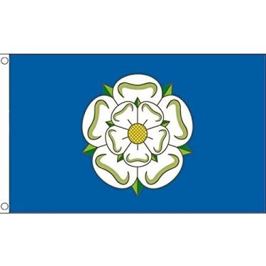Imagem de AZ FLAG - Bandeira de Yorkshire New County - Grande 1,5 x 2,3 m - Poliéster 100D Condado de York - Faixa grande da Inglaterra com dois ilhós de metal - Resistente ao desbotamento - Cores vivas - 1,5 m