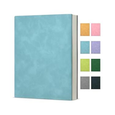 Imagem de KSFFWQIN Caderno de diário para mulheres e homens, caderno pautado na faculdade para trabalho, escola, anotações, diário, 15 x 20 cm - azul