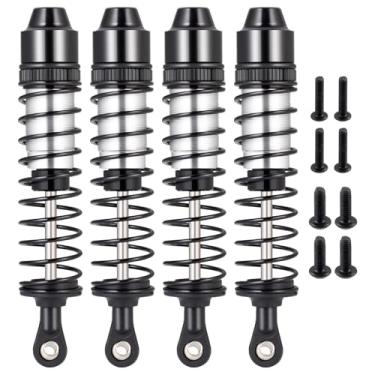 Imagem de MORFUM RC Oil filled Shock Absorbers Kit Aluminum Alloy Suspension Shocks Adjustable Damper Set Upgrades Part Compatible with 1/12 Tamiya 57409 Lunch Box RC Car Upgrade Parts (Silver)