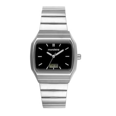 Imagem de Mondaine Relógio Masculino Quadrado Anadigi Prata Aço
