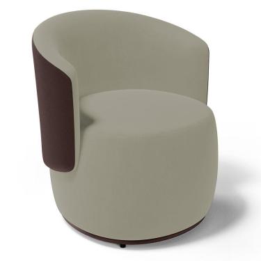 Imagem de Poltrona Decorativa Aisha Orgânica Composê Sintético Marrom Com Suede Bege - Abmaza