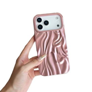 Imagem de Capa de celular luxuosa com textura amassada para iPhone 17 Air, 17, 16e, 15, 14 Plus, 13, 12, 11 Pro Max, cor sólida, fosca, protetora, rosa, para iPhone 16e