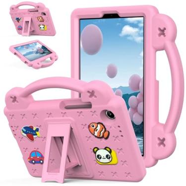 Imagem de Kwamaz Capa para Lenovo Tab One 22.1 cm 2025, capa infantil EVA à prova de choque para tablet Lenovo Tab One, com alça de suporte (rosa)