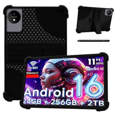 Imagem de Capa para tablet Raemond M70 de 11 polegadas – Capa protetora de silicone à prova de choque com suporte, estilo comercial resistente a quedas, compartimento para caneta, preta