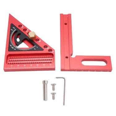 Imagem de Hilitand Régua de Medição de Vários ângulos 3D, Transferidor Quadrado para Carpintaria de Liga de Alumínio de 0-180 Graus, Com Superfície Anodizada para Engenheiro Carpinteiro Decorador (vermelho e
