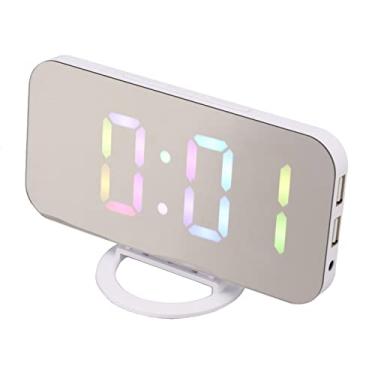 Imagem de Naroote Despertador Digital, Portas USB Duplas, Relógios Eletrônicos Com Espelho LED, Display RGB Grande, Memória de Sono, Escurecimento Automático para Quarto (#12)
