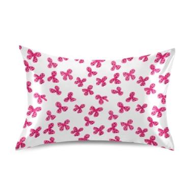 Imagem de SEHANY Capas de almofada de seda com laço rosa para cabelo e pele, capas de almofada de cetim respiráveis macias e refrescantes com fecho de envelope, tamanho king (50,8 x 101,6 cm)