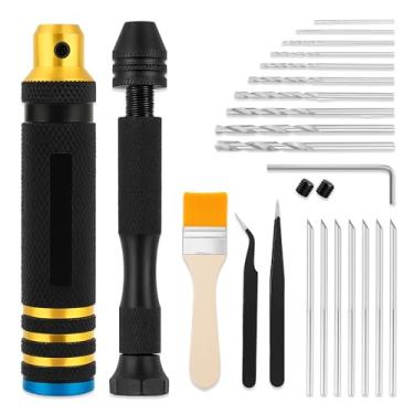 Imagem de Mandala Crafts Kit de ferramentas de escrita de modelo de 25 peças com alça de escriba, brocas manuais, pinças, escova – Conjunto de ferramentas de construção de modelo profissional para miniaturas